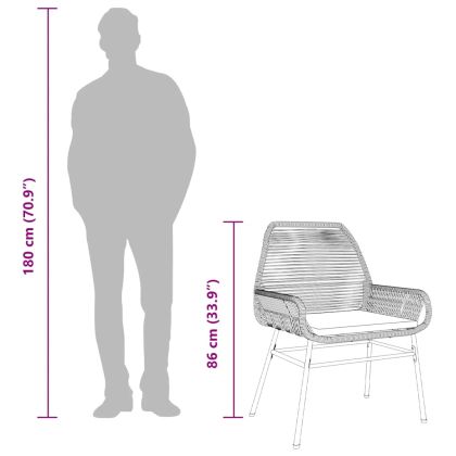 Градински комплект 7 части с възглавници черен полиратан стъкло