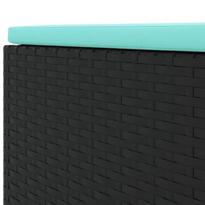 Градински комплект с възглавници, 6 части, черен, полиратан