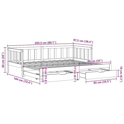 Дневно легло с уширение и чекмеджета без матрак 90x200 см