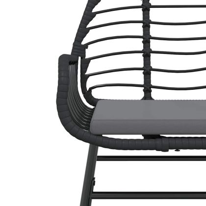 Градински комплект 9 части с възглавници черен полиратан стъкло