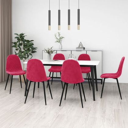 Трапезни столове, 6 бр, виненочервени, кадифе
