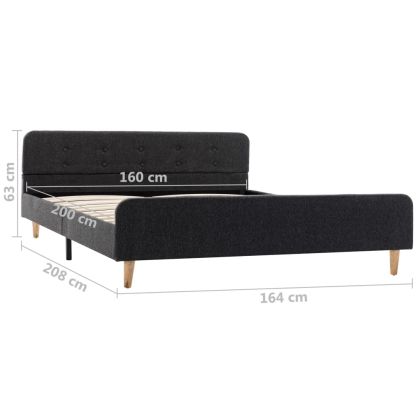 Рамка за легло, тъмносива, конопен плат, 160x200 см