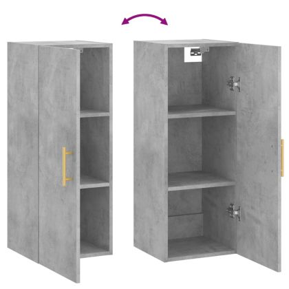 Стенен шкаф бетонно сив 34,5x34x90 см