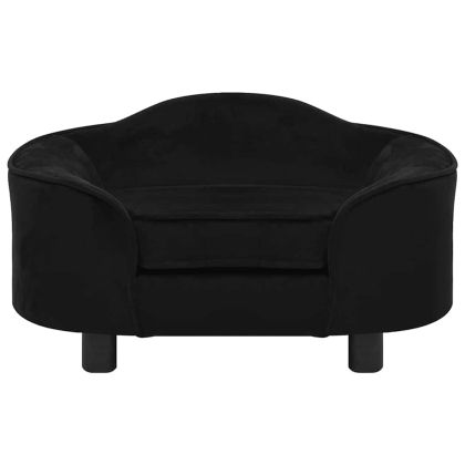 Кучешки диван, черен, 67x47x36 см, плюш