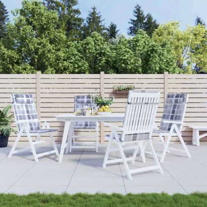 Възглавници за столове с облегалка 4 бр сиво каре Оксфорд плат