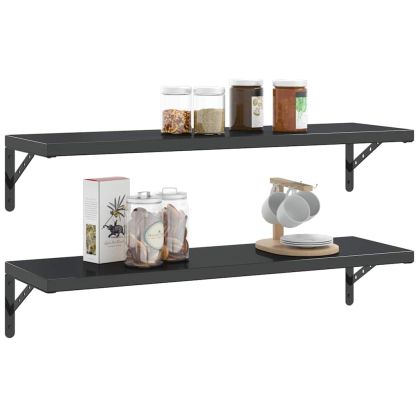 Скоби за рафт 4 бр 30x2,5x15,5 см черен неръждаема стомана