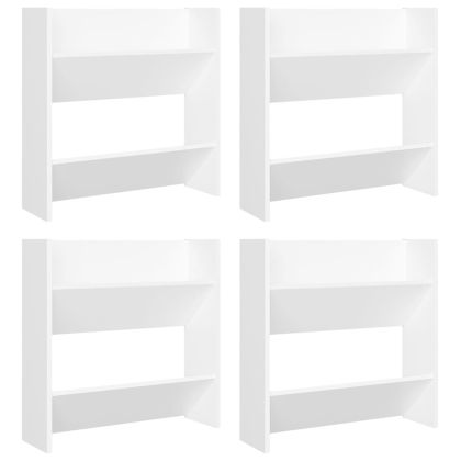 Стенни шкафове за обувки 4 бр бели 60x18x60 см инженерно дърво