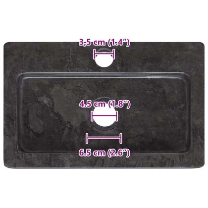 Стенна мивка черна 38x24x6,5 см мрамор