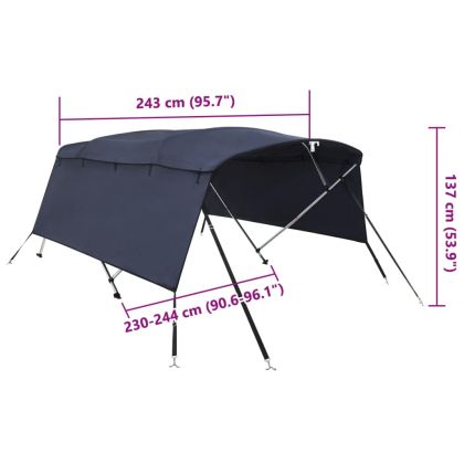 Тента за лодка с 4 дъги странични стени 243x(230-244)x137 см