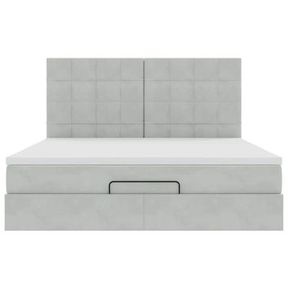 Османска легло с матраци, светлосиво, 160x200 см, кадифе