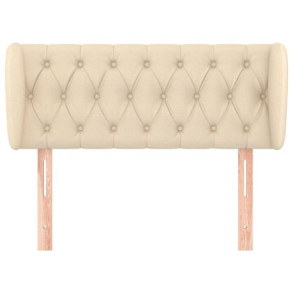 Горна табла за легло с уши, кремава, 103x23x78/88 см, плат