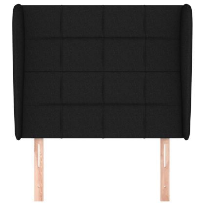 Горна табла за легло с уши, черна, 83x23x118/128 см, плат