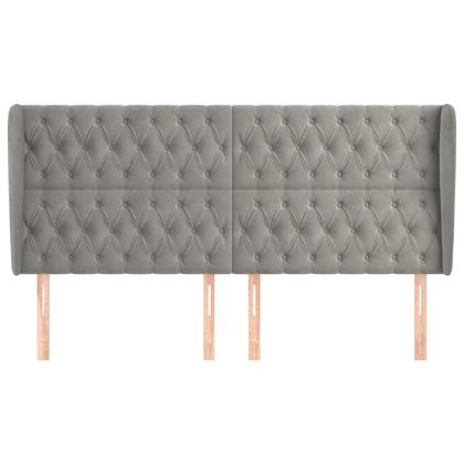 Горна табла за легло с уши,светлосива, 203x23x118/128 см кадифе