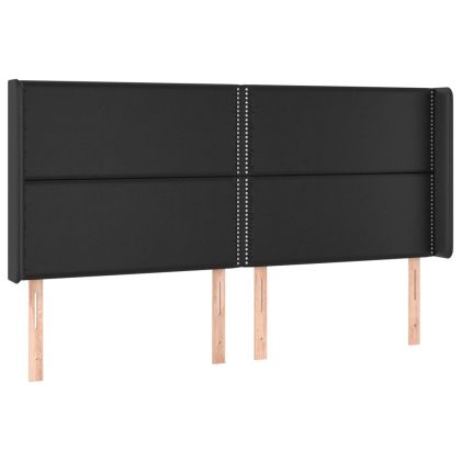 Горна табла с уши, черна, 183x16x118/128 см, изкуствена кожа