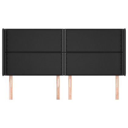 Горна табла с уши, черна, 183x16x118/128 см, изкуствена кожа