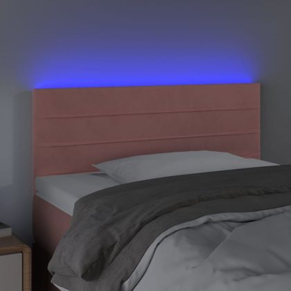 LED горна табла за легло, розова, 100x5x78/88 см, кадифе