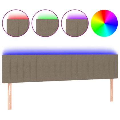 LED горна табла за легло, таупе, 180x5x78/88 см, плат