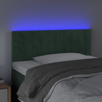 LED горна табла за легло, тъмнозелена, 90x5x78/88 см, кадифе