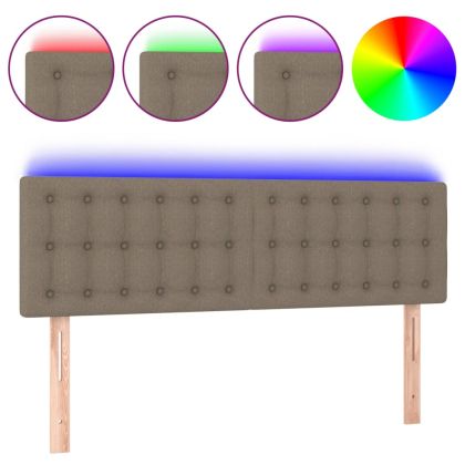 LED горна табла за легло, таупе, 144x5x78/88 см, плат