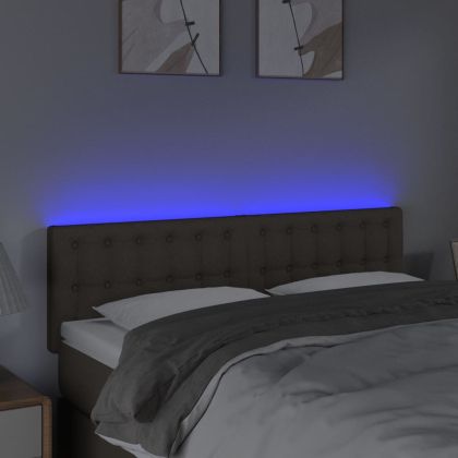 LED горна табла за легло, таупе, 144x5x78/88 см, плат