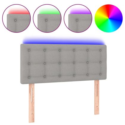 LED горна табла за легло, светлосива, 100x5x78/88 см, плат