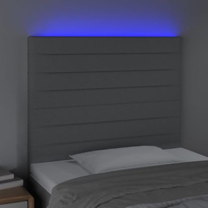 LED горна табла за легло, светлосива, 80x5x118/128 см, плат