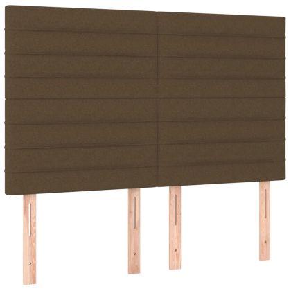LED горна табла за легло, тъмнокафява,144x5x118/128 см, плат