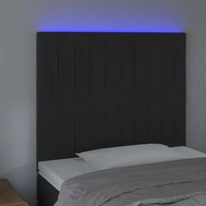 LED горна табла за легло, черна, 80x5x118/128 см, кадифе