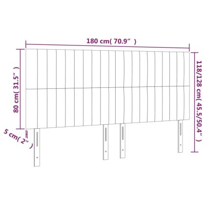 LED горна табла за легло, синя, 180x5x118/128 см, плат