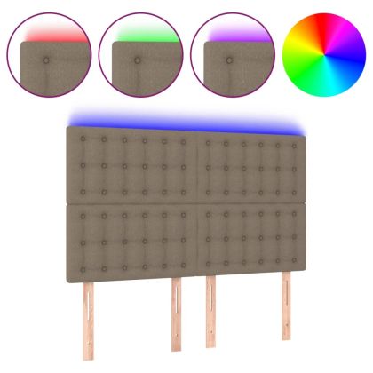 LED горна табла за легло, таупе, 144x5x118/128 см, плат