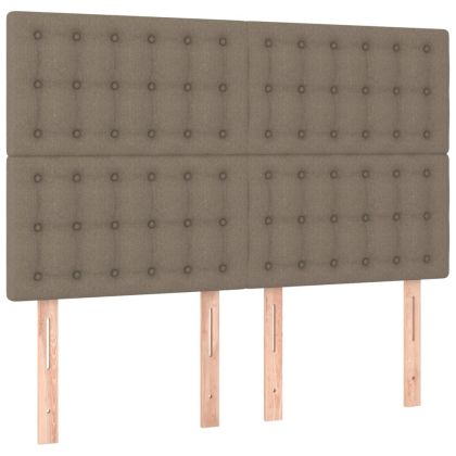 LED горна табла за легло, таупе, 144x5x118/128 см, плат