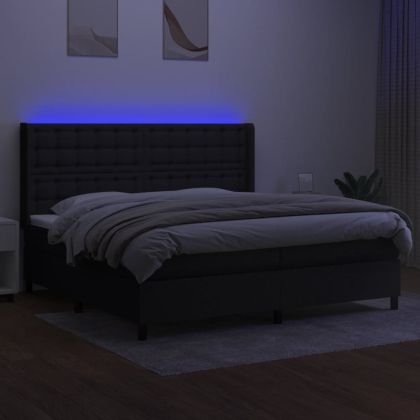 Боксспринг легло с матрак и LED, черна, 200x200 см, плат