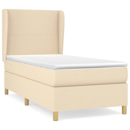 Боксспринг легло с матрак, кремава, 90x190 см, плат