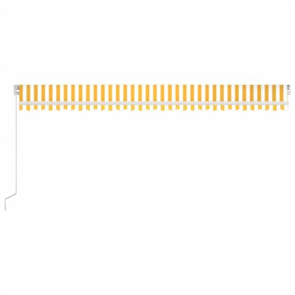 Ръчно прибиращ се сенник с LED, 600x300 см, жълто и бяло