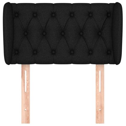 Горна табла за легло с уши, черна, 83x23x78/88 см, плат