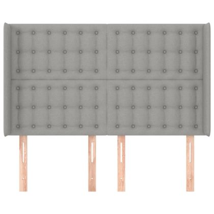 Горна табла за легло с уши, светлосива, 147x16x118/128 см, плат