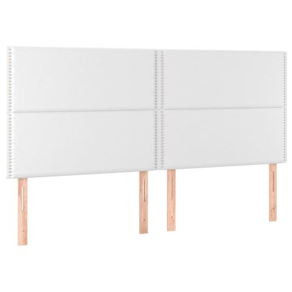 LED горна табла за легло, бяла, 200x5x118/128см изкуствена кожа