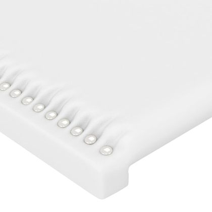 LED горна табла за легло, бяла, 200x5x118/128см изкуствена кожа