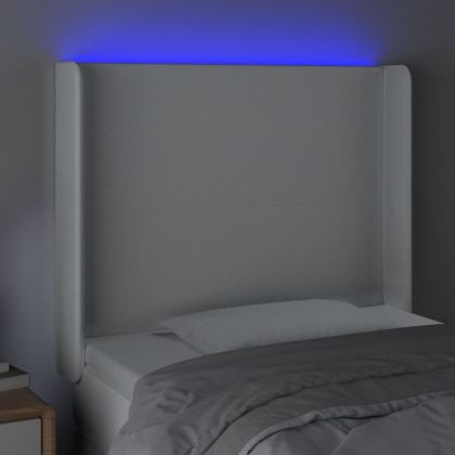 LED горна табла за легло, бяла, 103x16x118/128 см