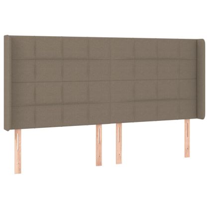 LED горна табла за легло, таупе, 203x16x118/128 см, плат