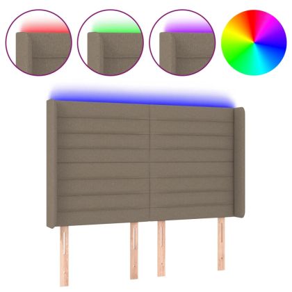 LED горна табла за легло, таупе, 147x16x118/128 см, плат
