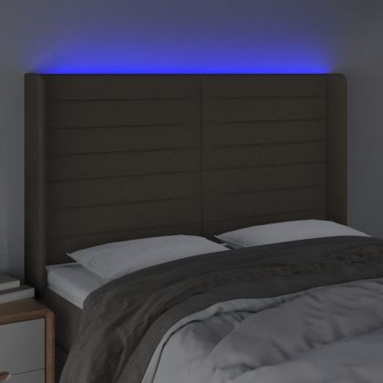LED горна табла за легло, таупе, 147x16x118/128 см, плат
