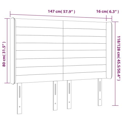 LED горна табла за легло, таупе, 147x16x118/128 см, плат