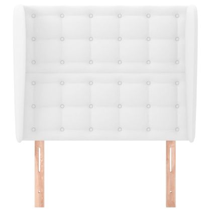 Горна табла с уши, бяла, 103x23x118/128 см, изкуствена кожа