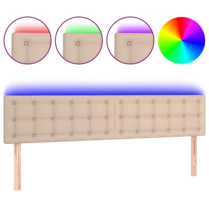 LED Горна табла за легло, капучино, 180x5x78/88 см