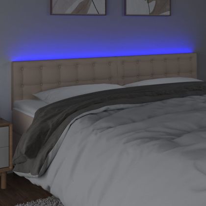 LED Горна табла за легло, капучино, 180x5x78/88 см