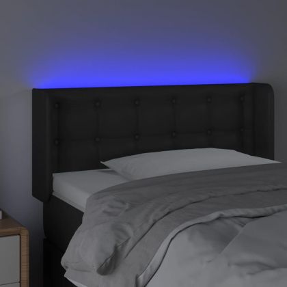 LED горна табла за легло, черна, 83x16x78/88см, изкуствена кожа