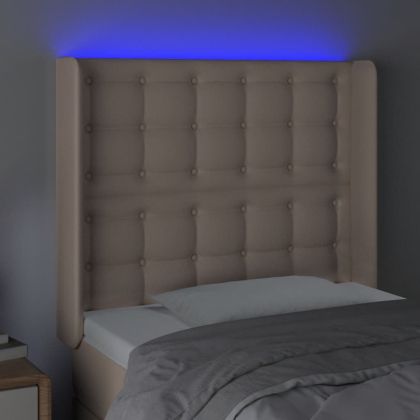 LED горна табла за легло, капучино, 93x16x118/128 см