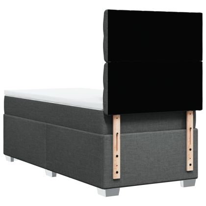 Боксспринг легло с матрак, тъмносив, 90x190 см, плат