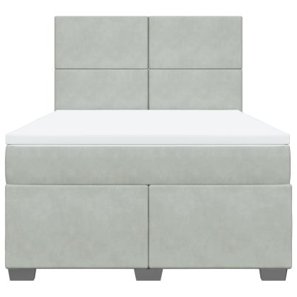 Боксспринг легло с матрак, светлосиво, 160x200 см, кадифе